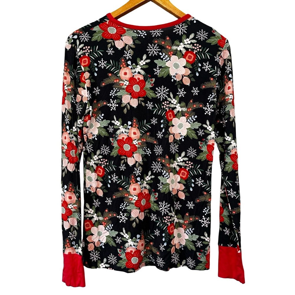 NEW Little Sleepies Poinsettia Floral Bamboo Pajama Top Small Long Sleeve - Picture 3 of 10